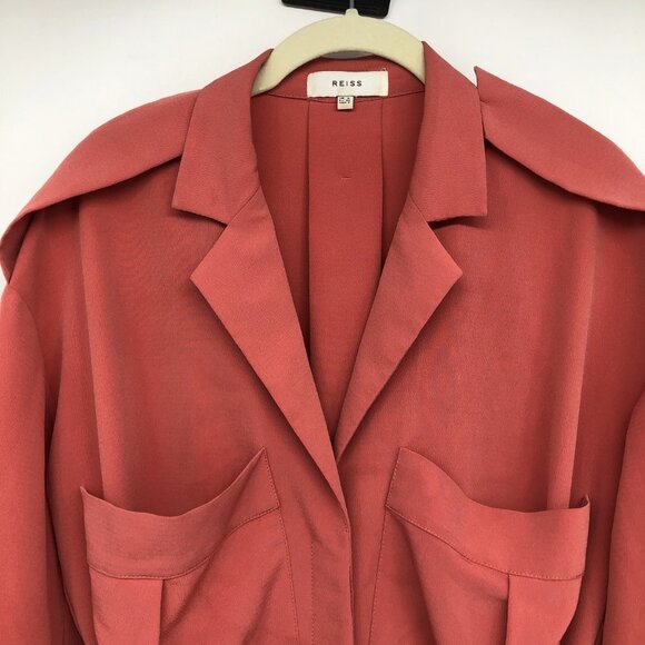 Reiss Arizona Utility Tie Shirt Dress in Dusty Rose Women's Size 4 - Picture 6 of 16